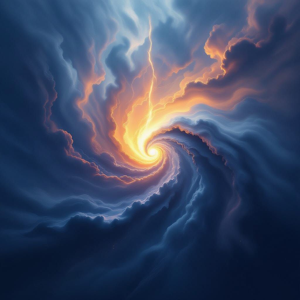 Abstract Whirlwind of Struggle and Hope with Golden Light