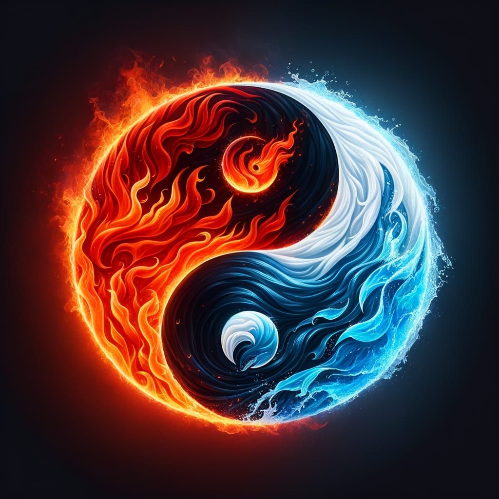 Yin Yang Symbol of Fiery Balance and Tranquility
