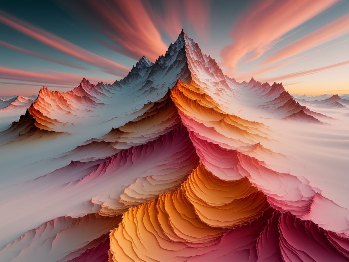 Ethereal Swiss Alps in Vibrant Alcohol Ink Art