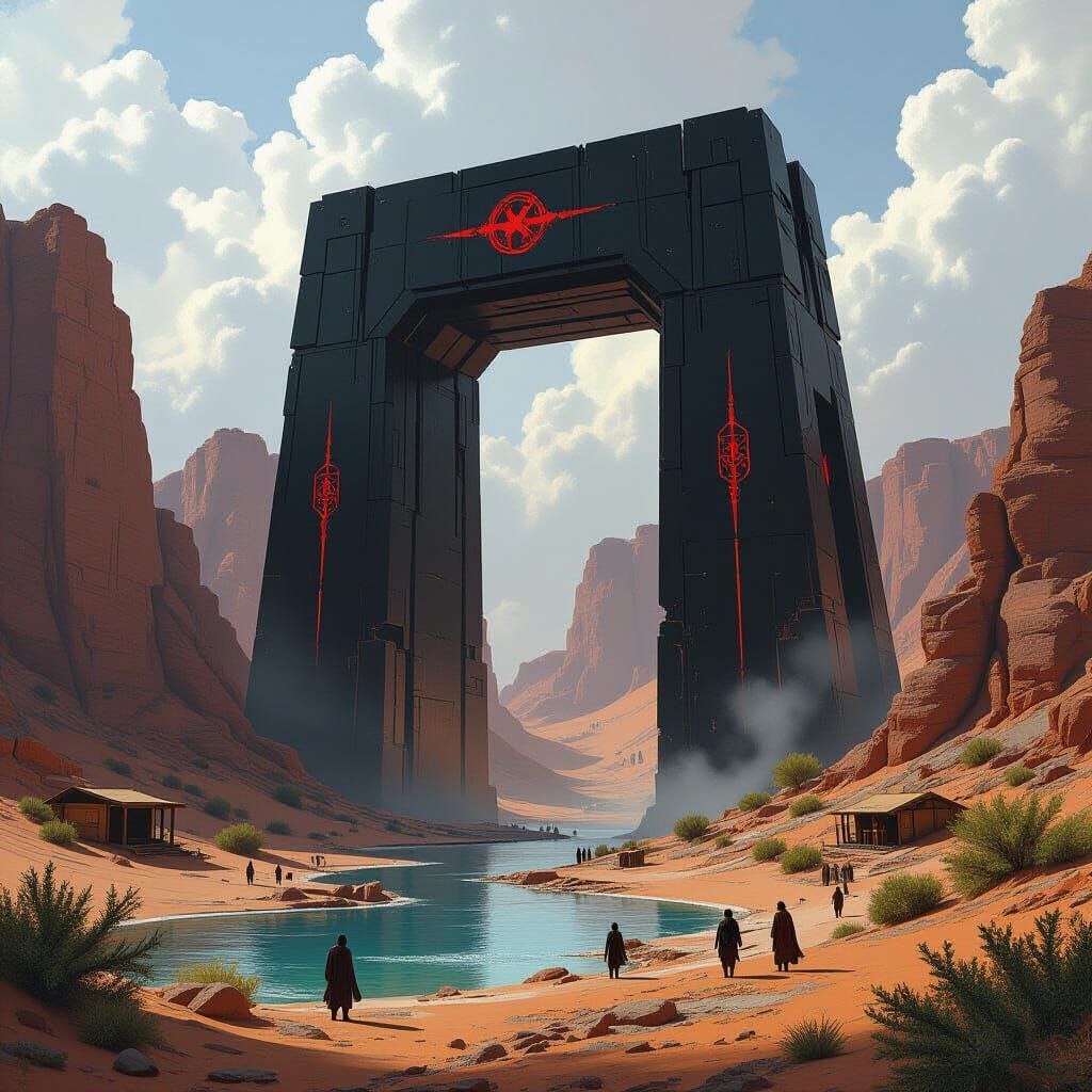 Infinity Gate at Desert Oasis in Mystical Style