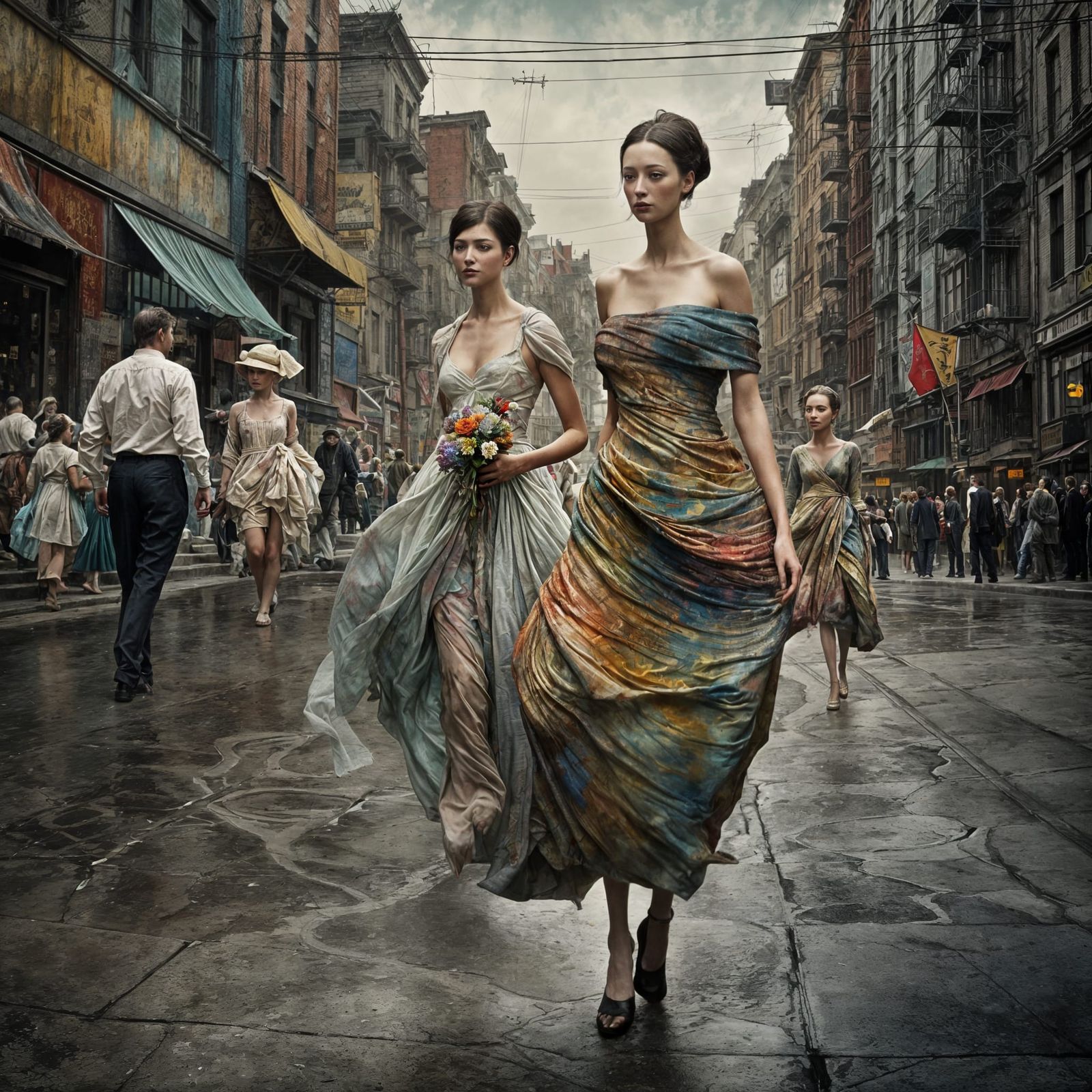 Polychromatic City Life: A Detailed Matte Painting