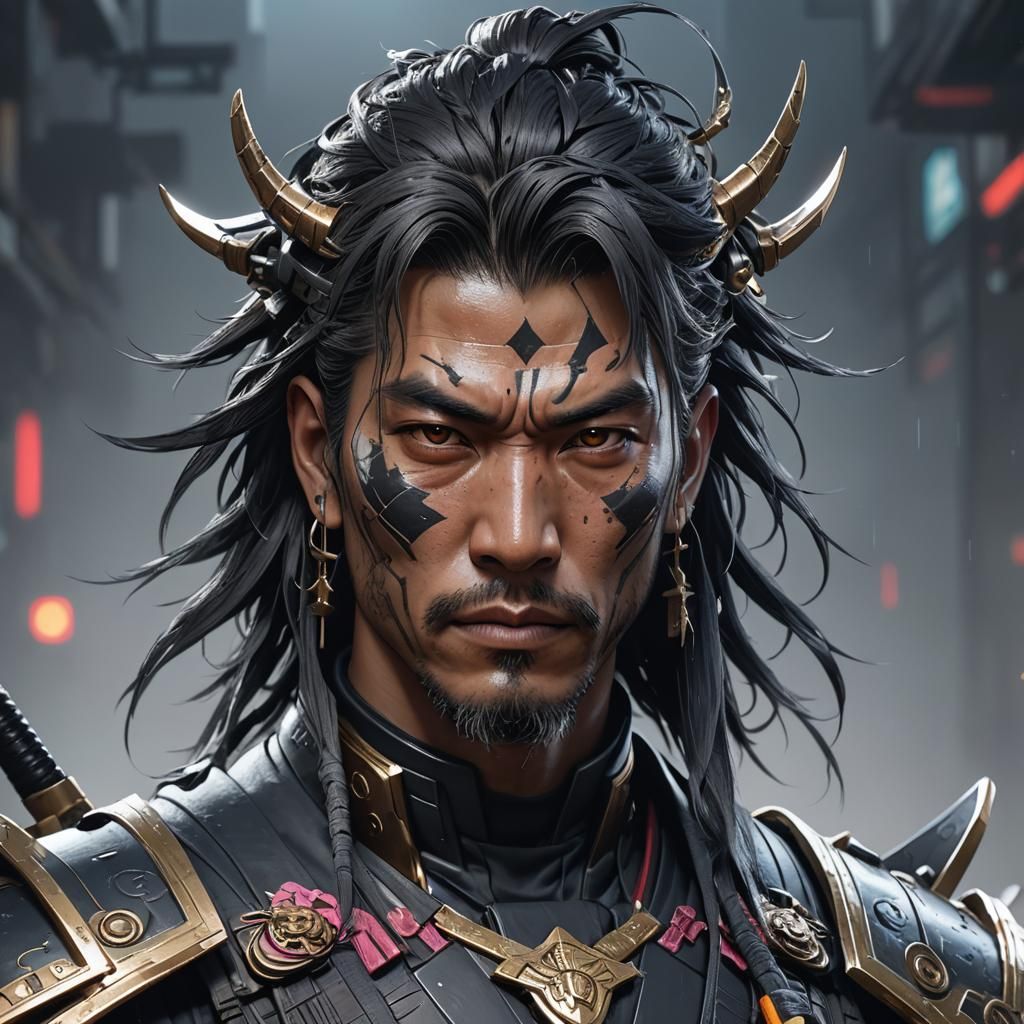 Cyberpunk Samurai Portrait in 8K Resolution