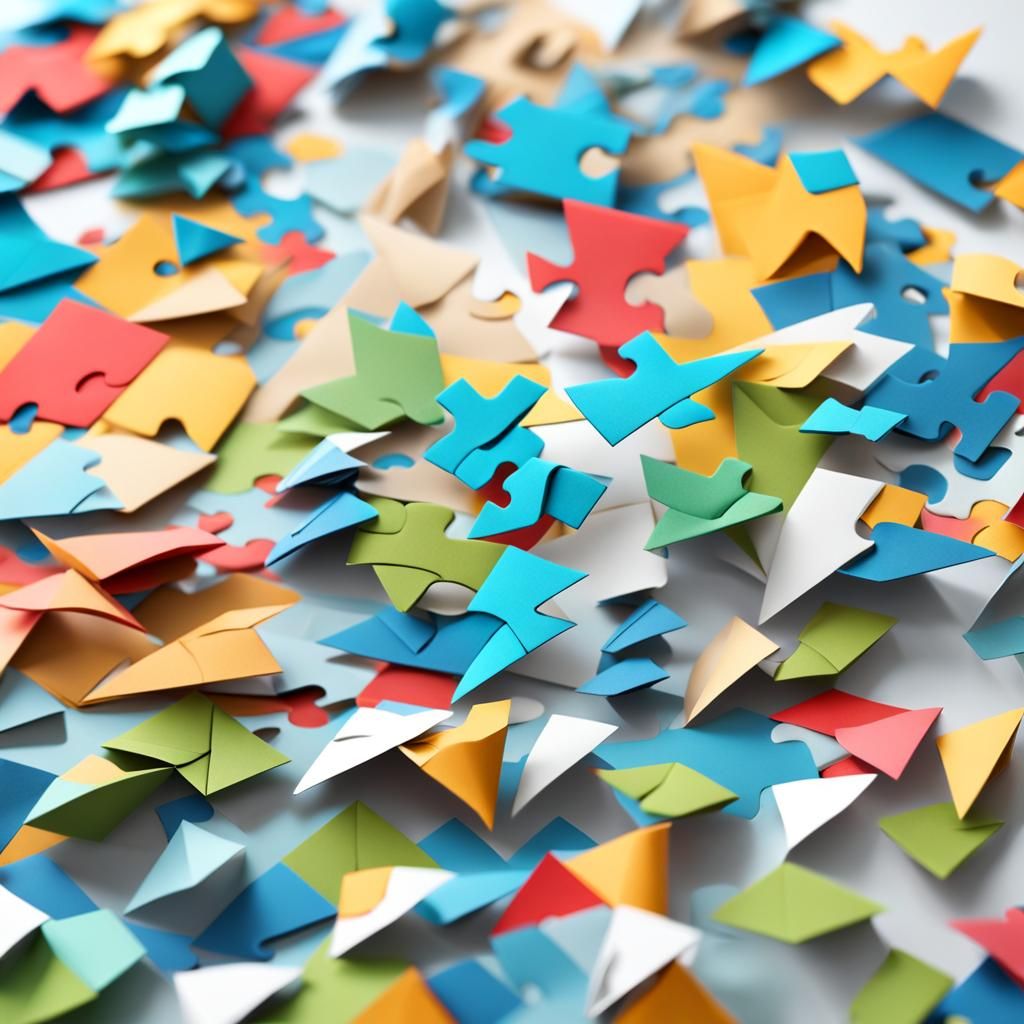 Origami Puzzle Pieces in 8K Resolution