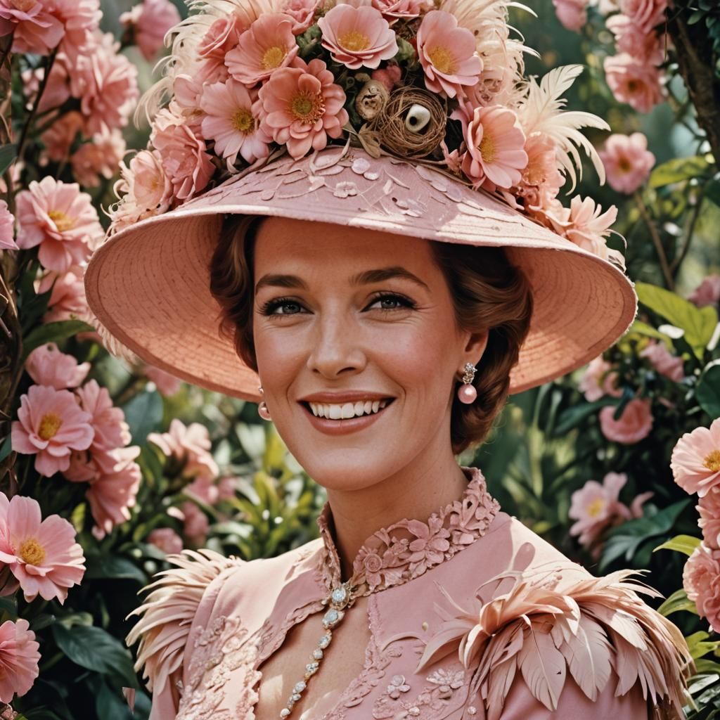Elegant Victorian Lady in a Whimsical Pink Hat