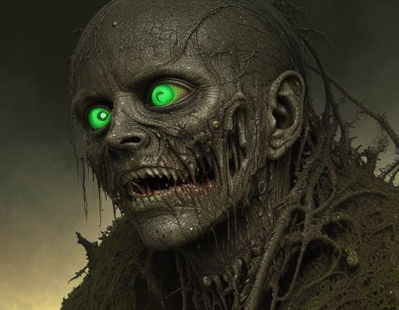 Grotesque Creature in Surreal Nightmare Landscape