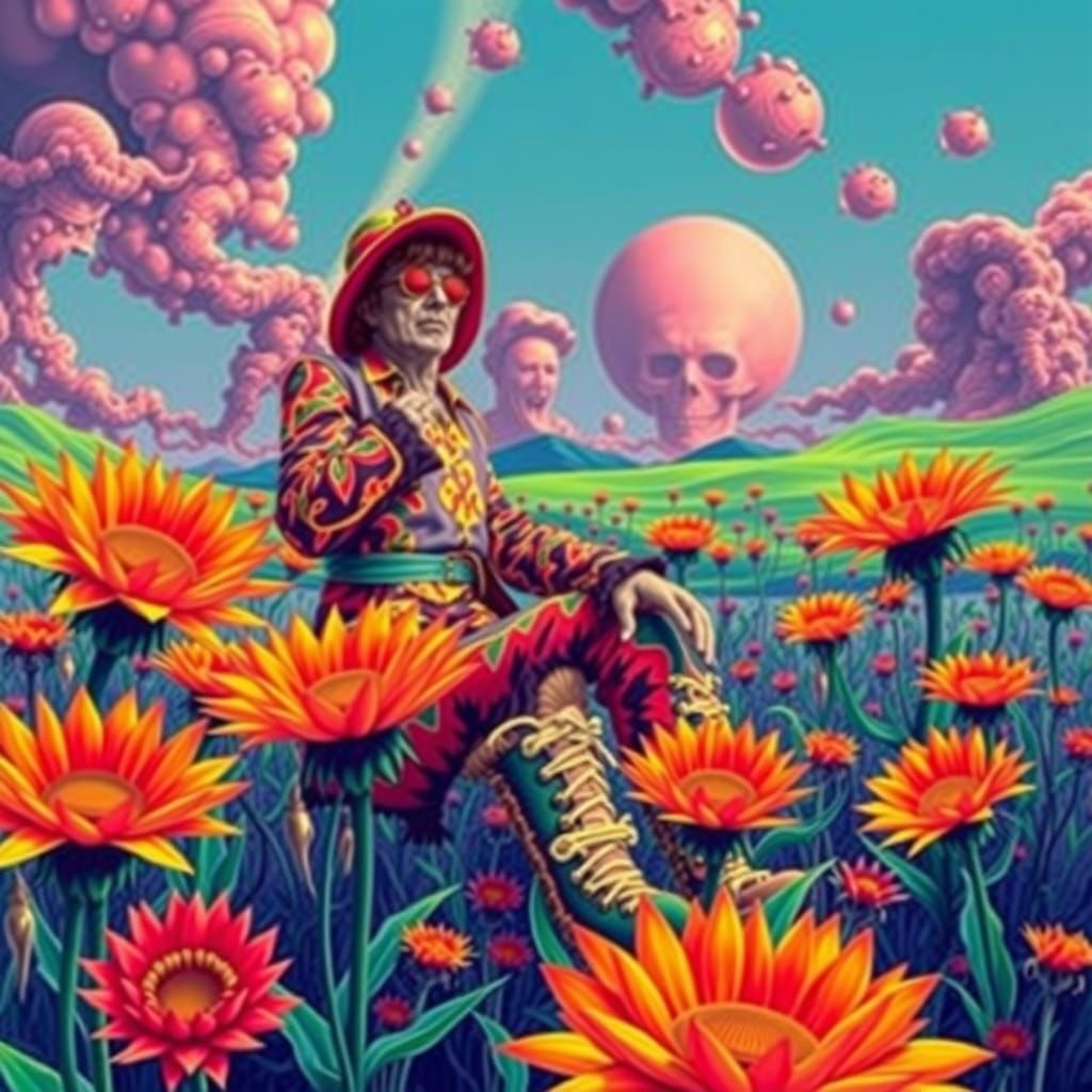 Psychedelic Hallucination in Retro 1960s Style