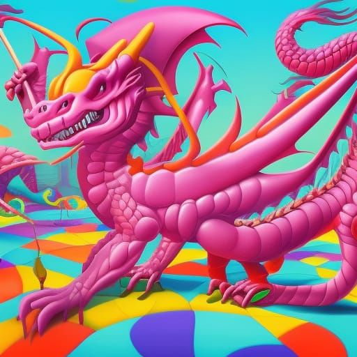 Candy Dragon in Hyperrealistic Digital Illustration