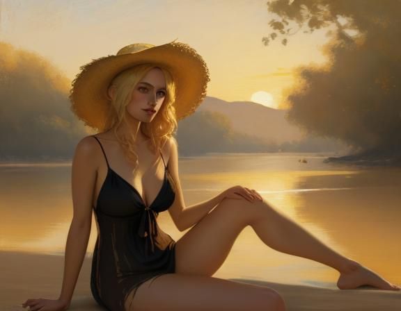 Golden Hour Portrait with Impasto Brush Strokes