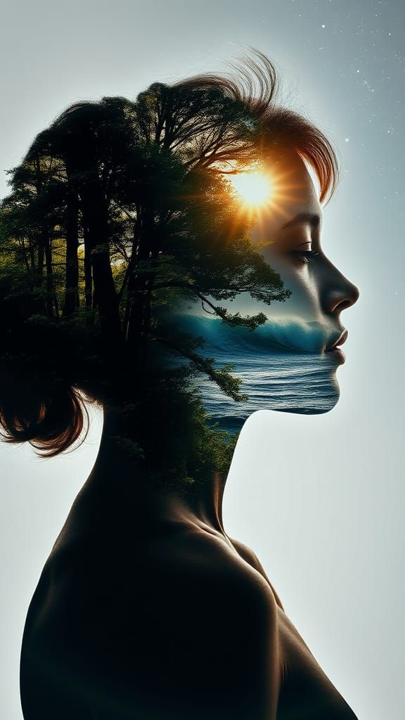 Hyper-Realistic Human Form Fuses with Nature