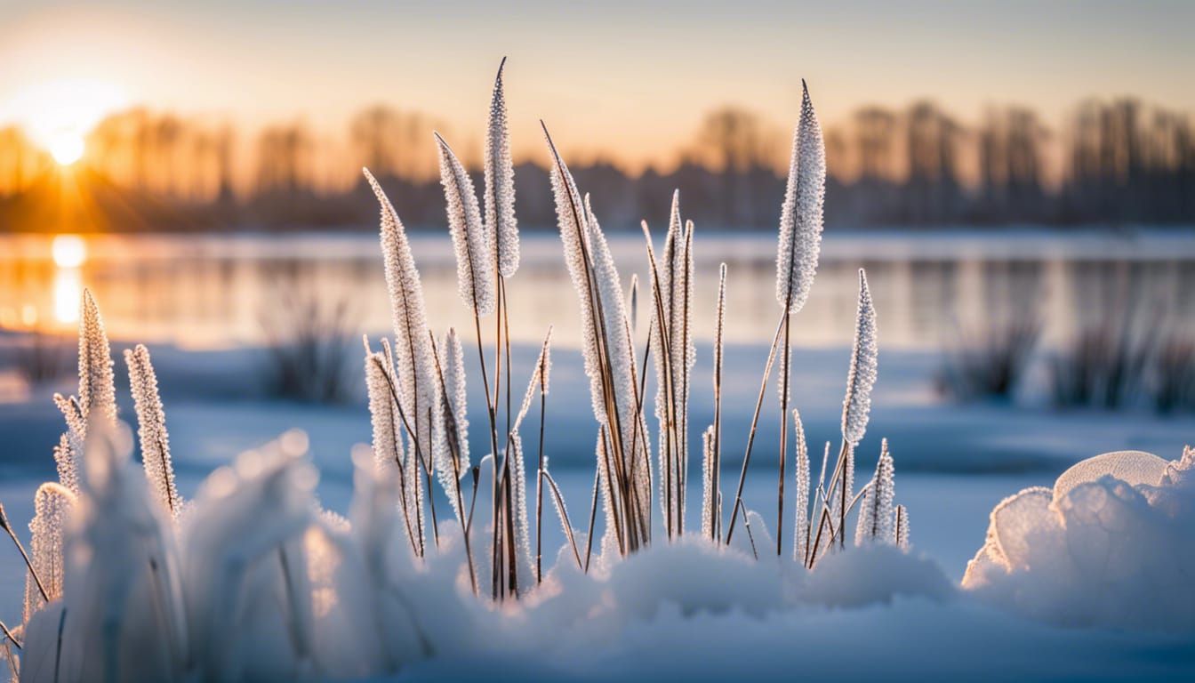 Crystal Ice Willow Sculpture at Dawn: Professional Photograp...