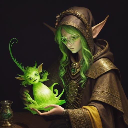 Bard Elf Plays for Alien: High Fantasy Art