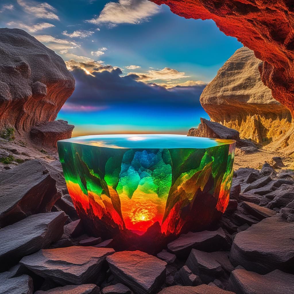 Ammolite Megalith Crystal Cave Dreamscape in Psychedelic Art