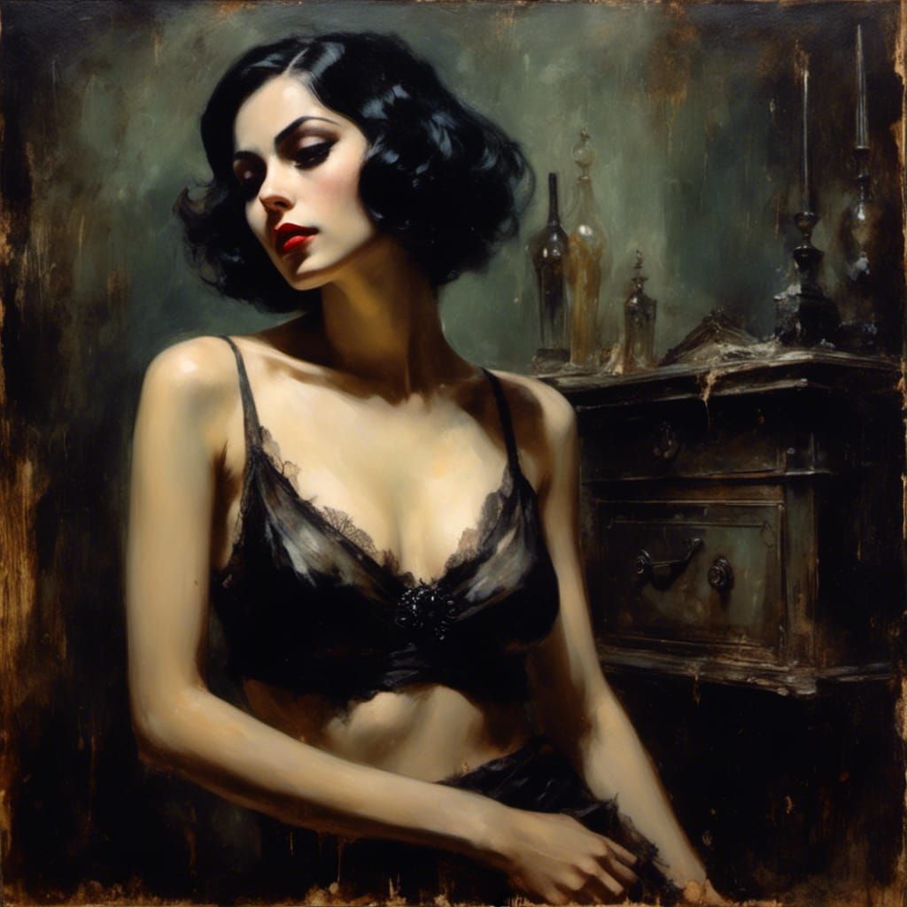 Elegant Gothic Portrait of Italian Woman