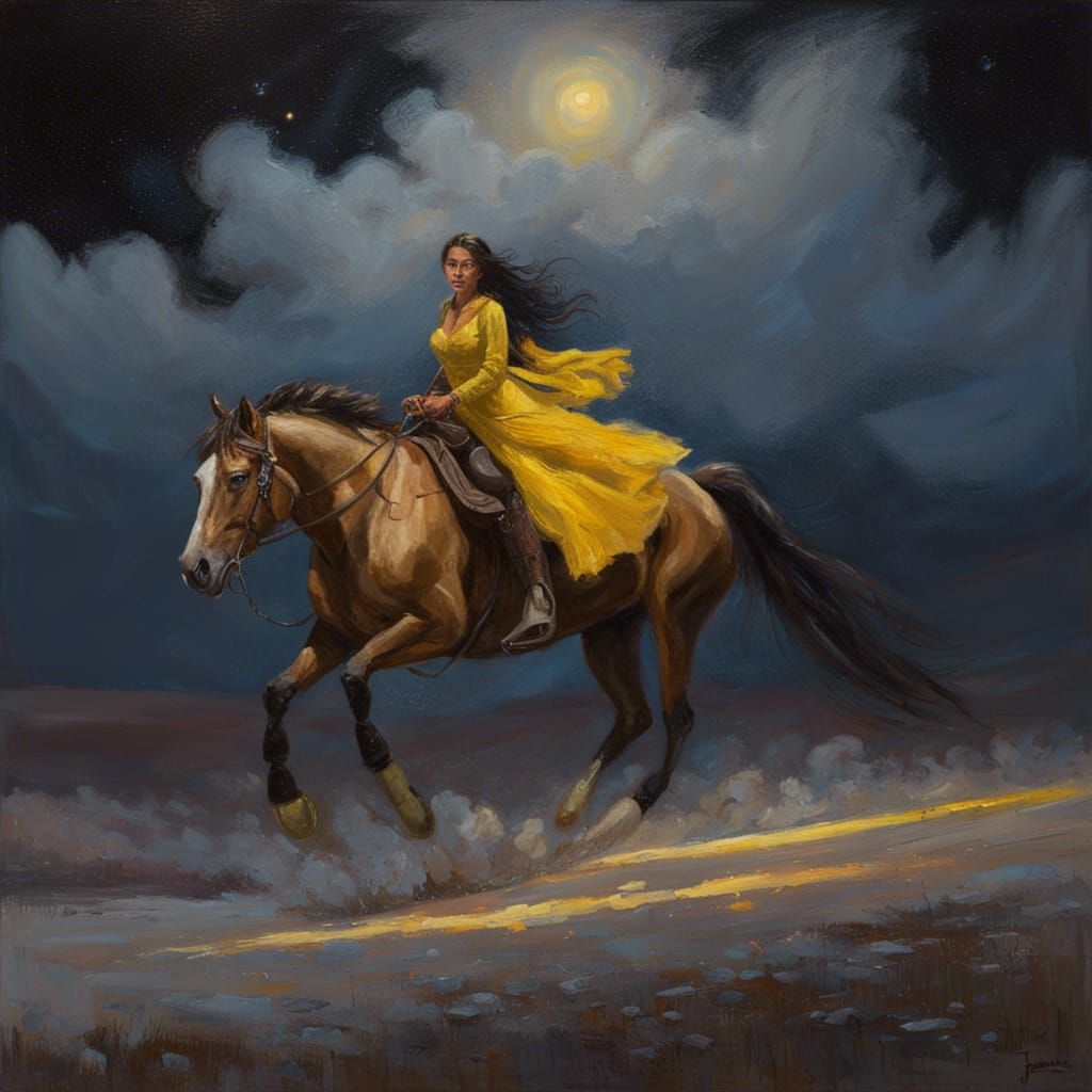 Girl on Wildfire Pony, James Gurney Oil Painting