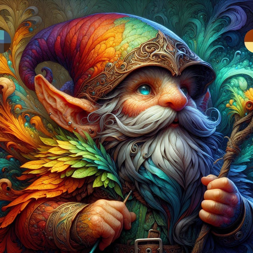 Chameleon Gnome Druid Portrait in 8K Matte Painting