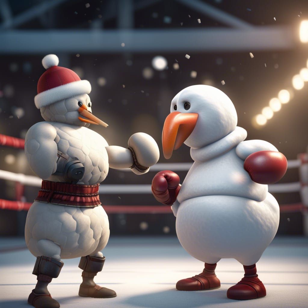Snowman vs Turkey Boxing Match in 8k