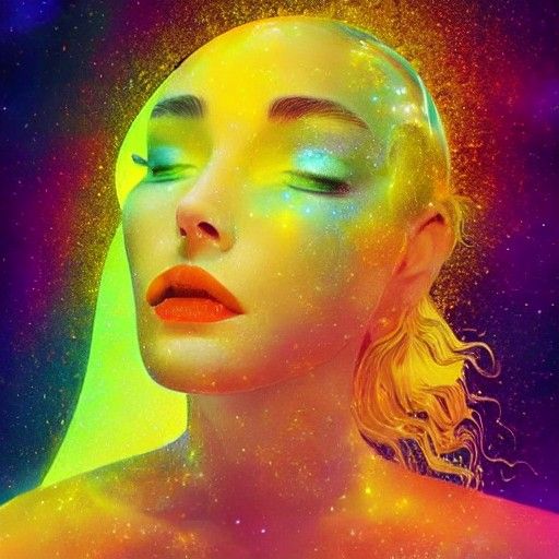 Astral Cosmic Illustration of Happiness in Mixed Media
