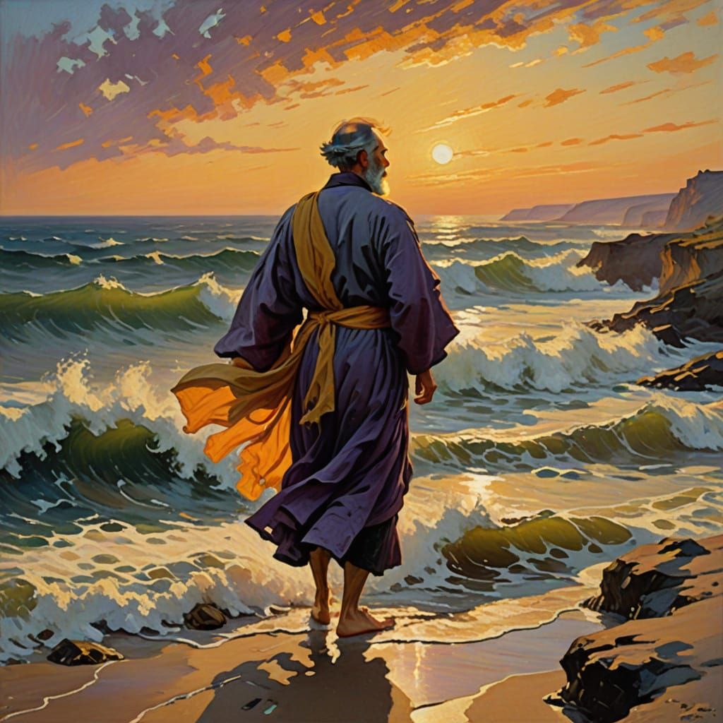 Surreal Sunset Seascapes in Impressionist Oil Painting Style