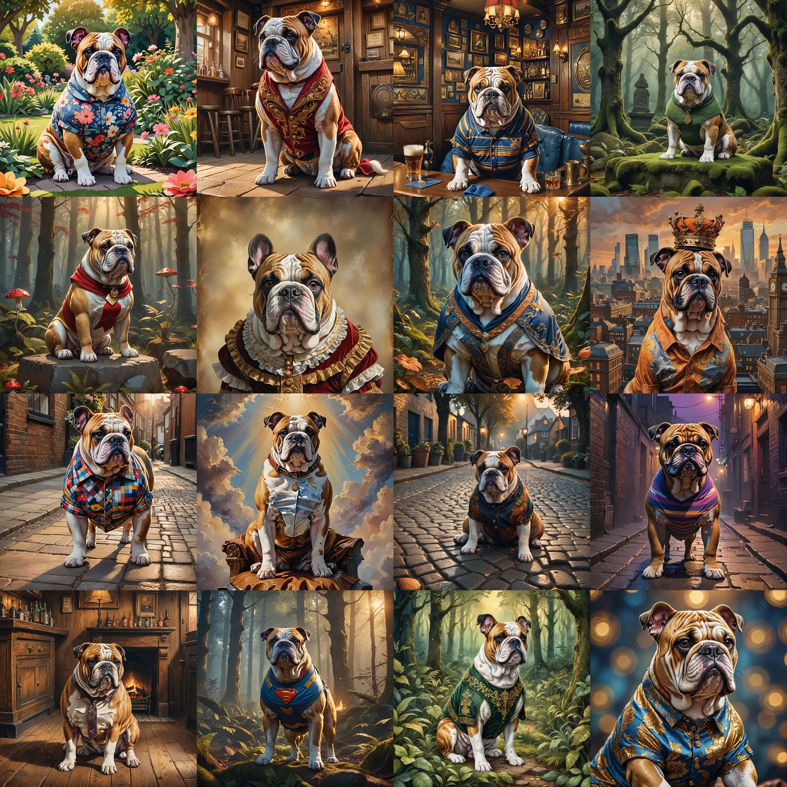 British Bulldog in Shirt: Detailed Matte Painting