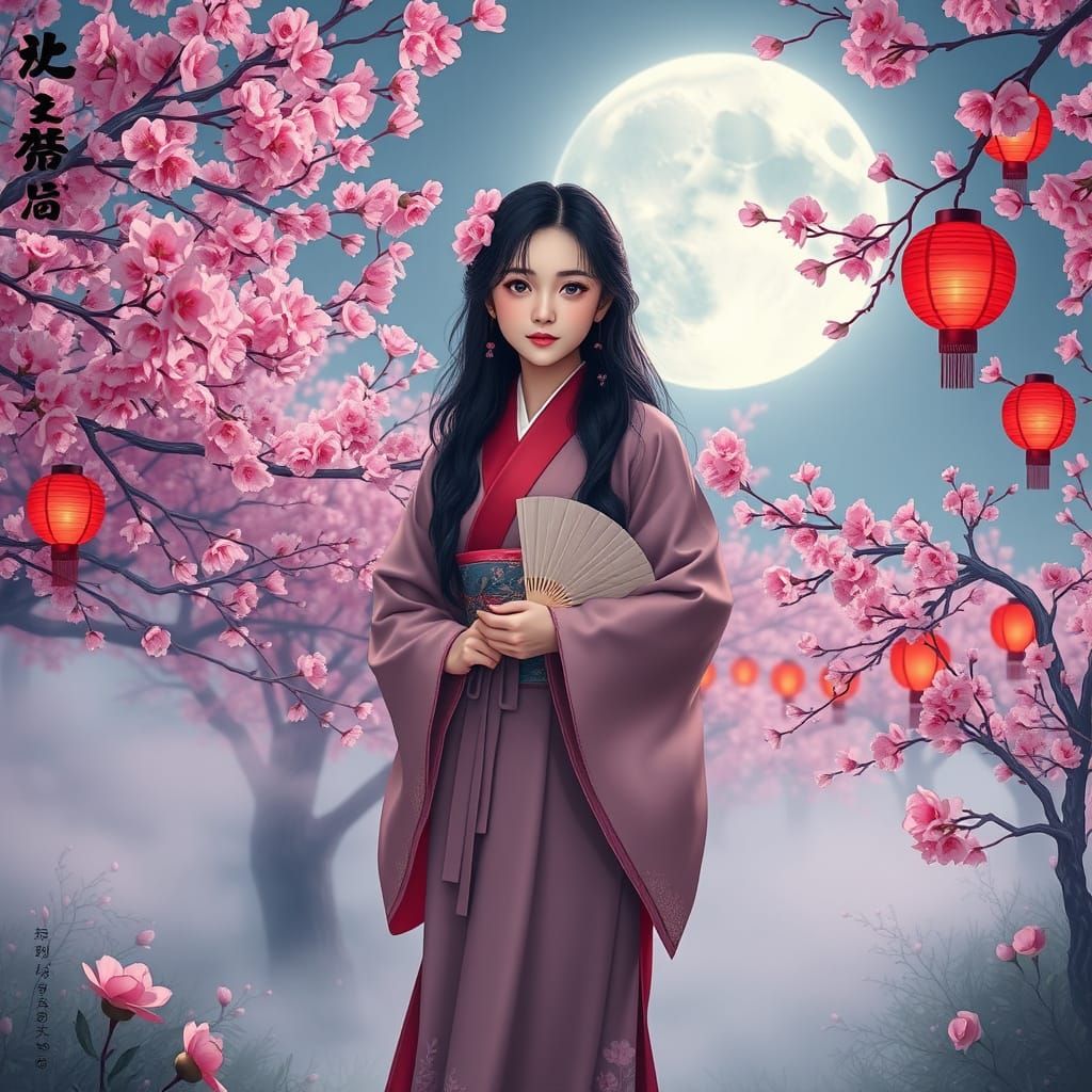 A cinematic wide-angle photograph showcases "A young woman i...