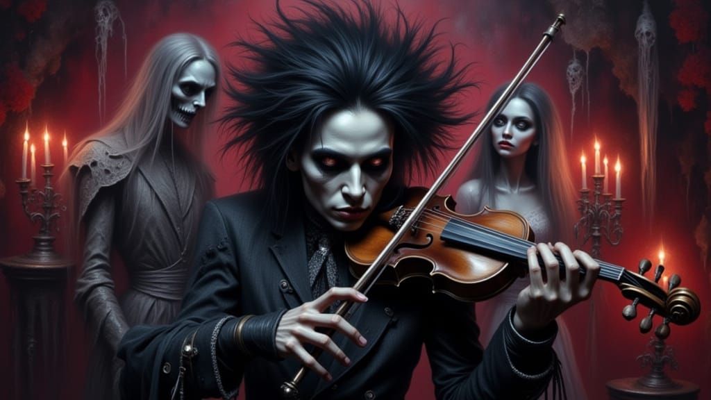 Paganini Plays Violin at Gothic Vampire Wedding