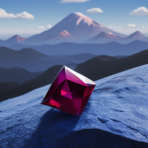 A Dazzling Ruby Mountain Range Under Vibrant Ultramarine Ski...