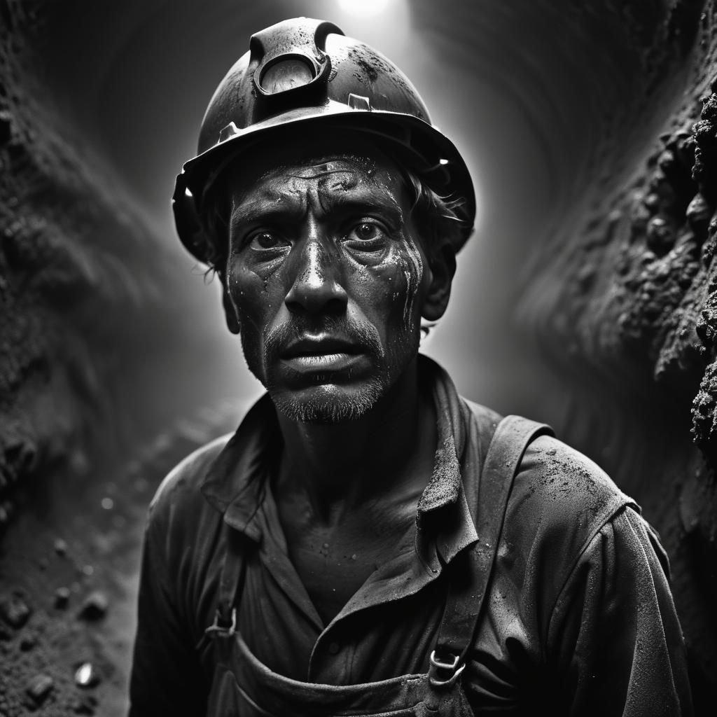 Intense Portrait of Exhausted Coal Miner