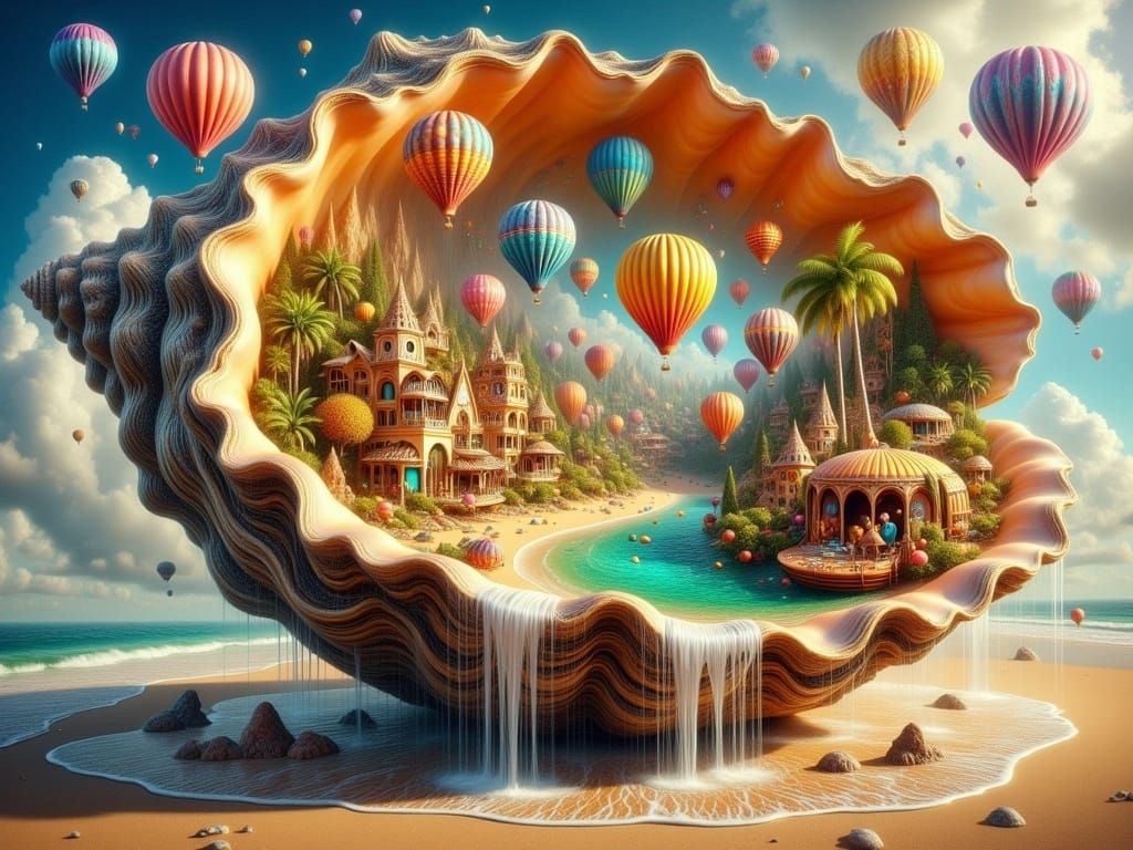 Cappadocia in Seashell: Fantasy Beach Scene