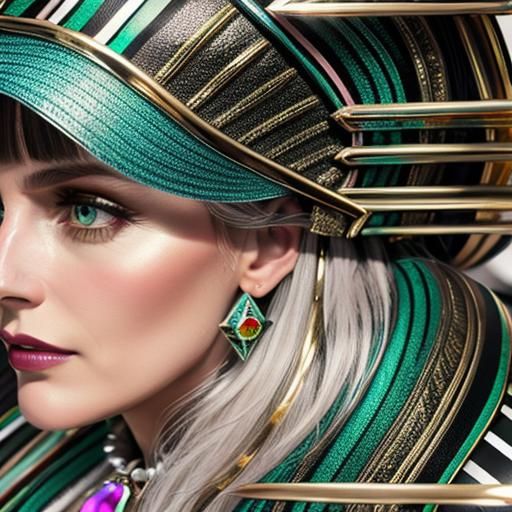 Photorealistic 3D Portrait with Agate and Crystal Textures