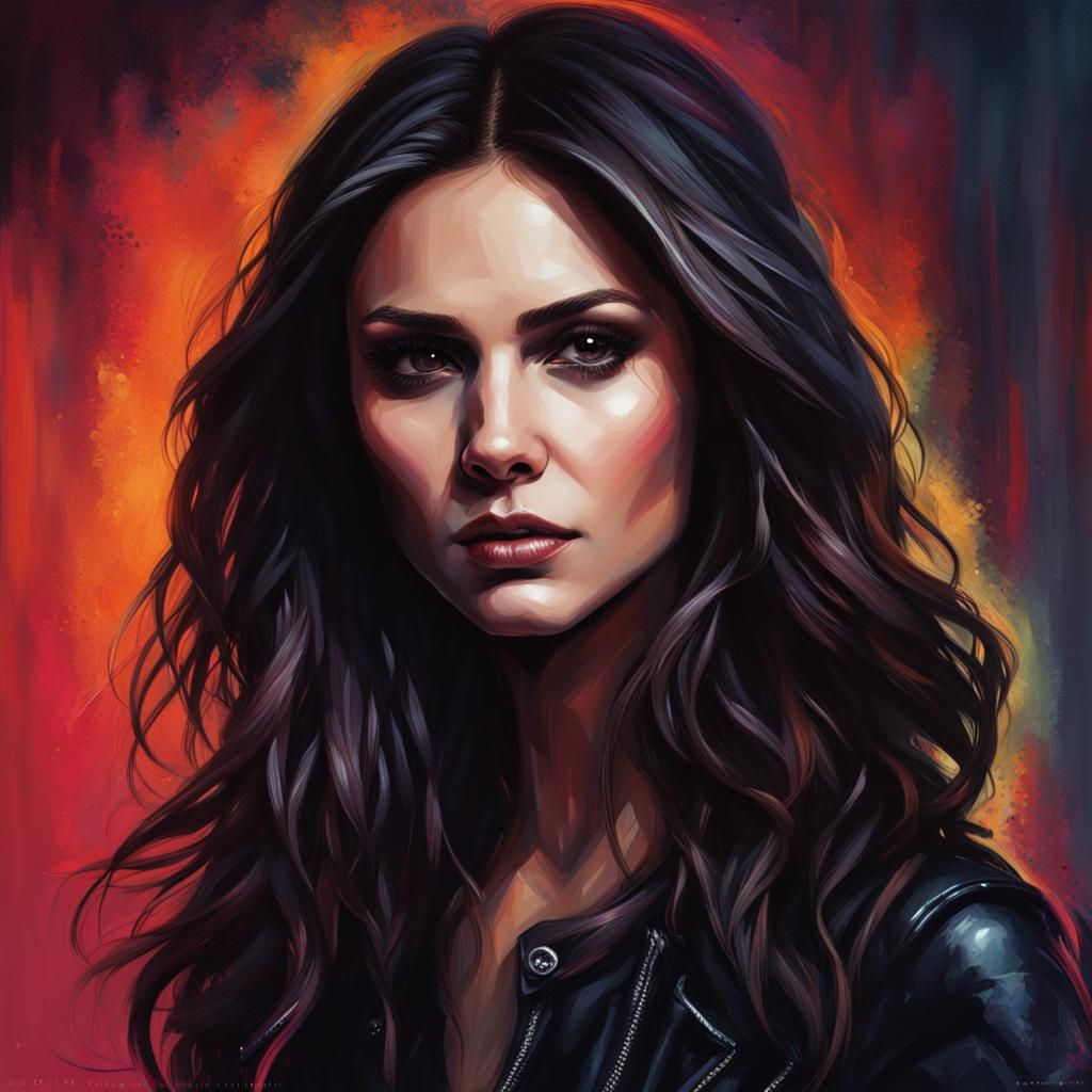 Nina Dobrev as Dark Vampire: Hyperrealistic Concept Art