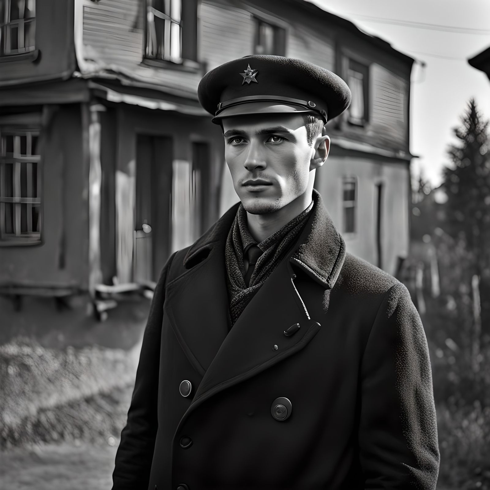 Vintage Russian Man in Constructivist Style