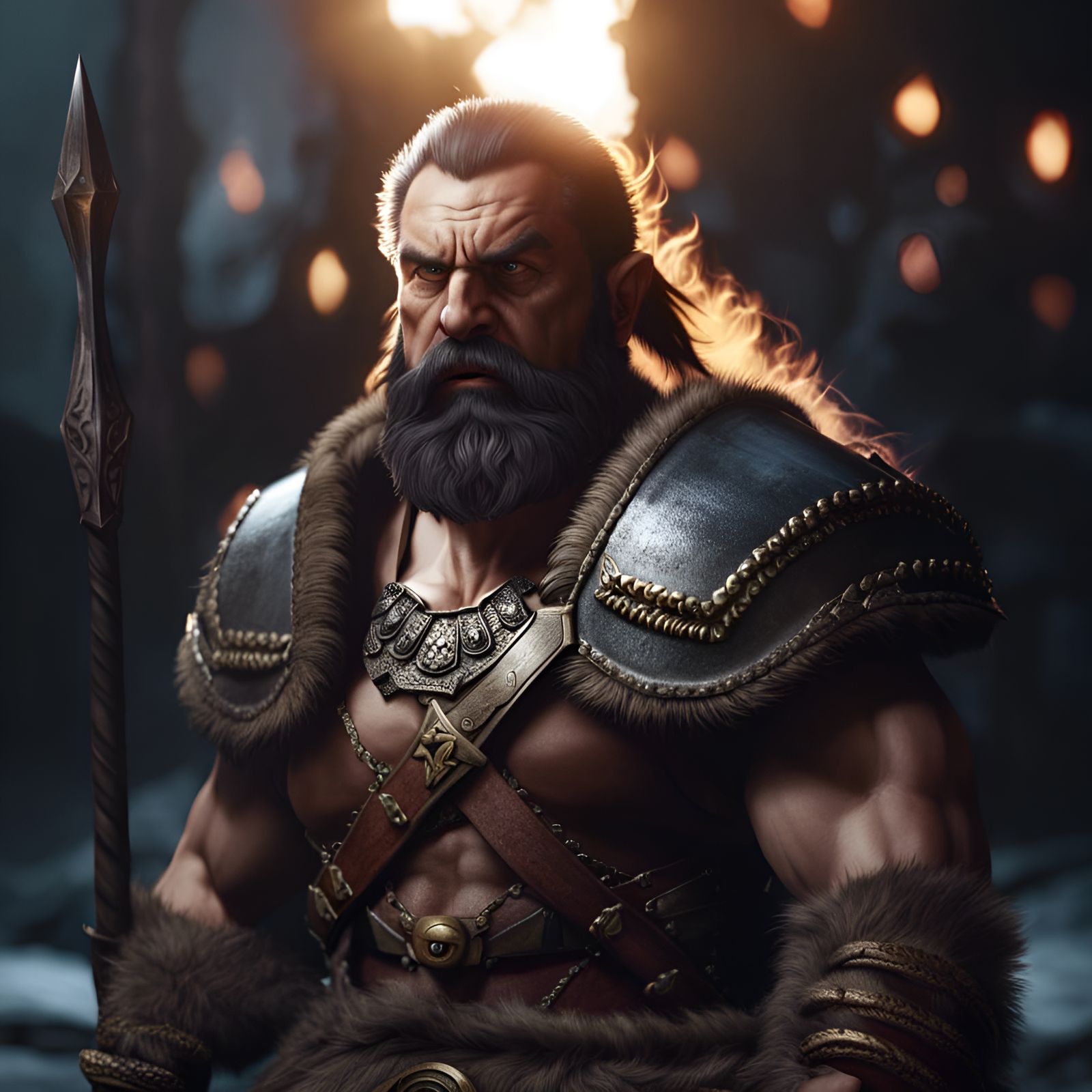 Angry Dwarf Barbarian Portrait in Hyperrealistic 4K