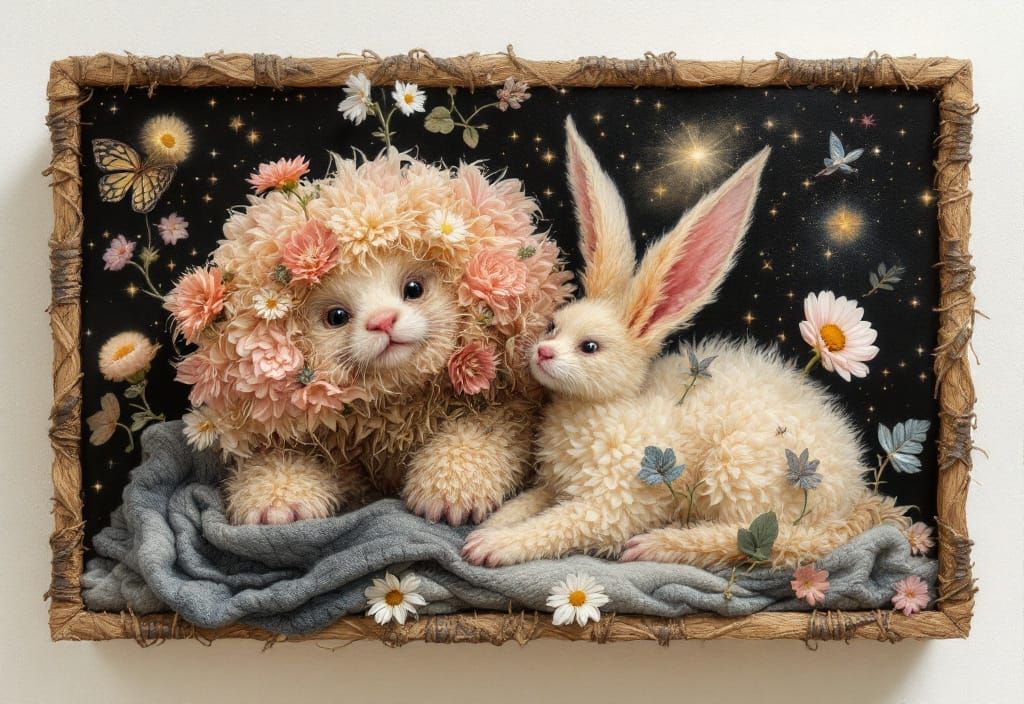 Abstract Botanical Art in Soft Assemblage Style