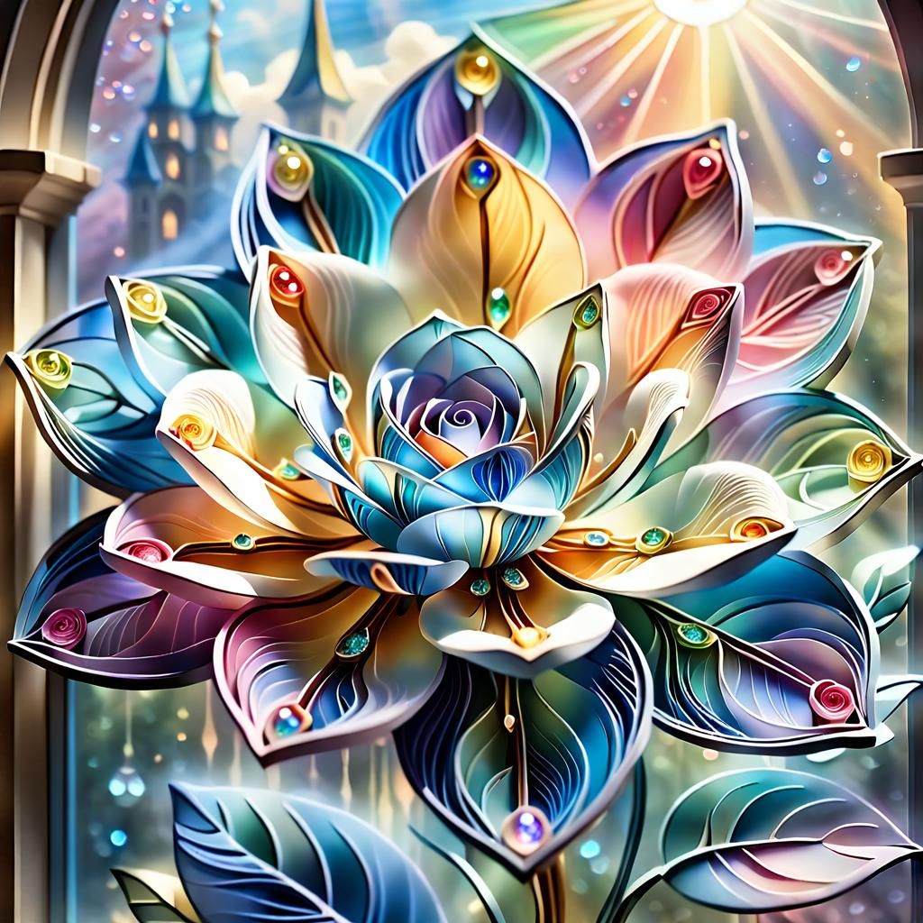Ethereal Quilled Rose with Stained Glass Petals