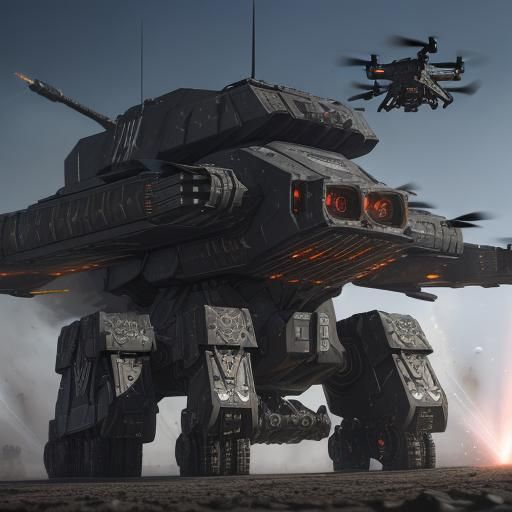 Armored Drone Fortress: Quantum Behemoth in Flight
