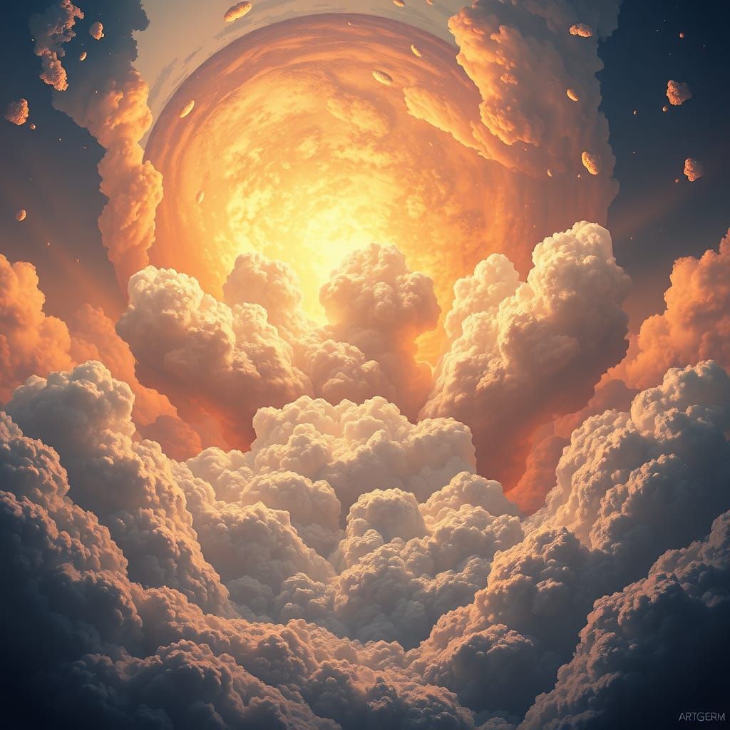 Fantastic Cloudscapes and Aquatic Life in Anime Style