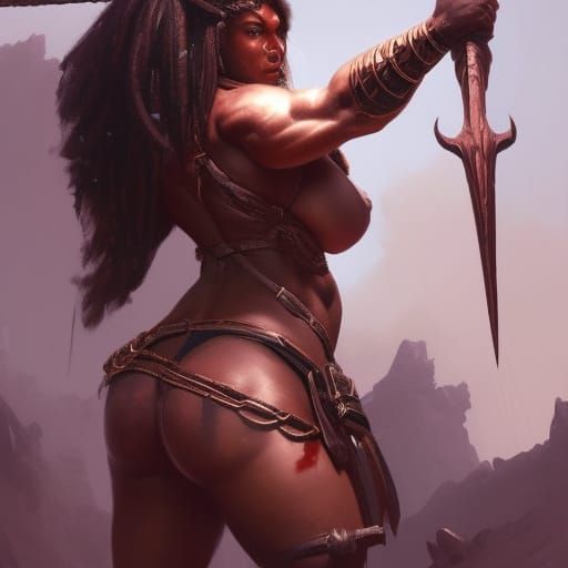 Barbarian Woman: Dark Fantasy Concept Art
