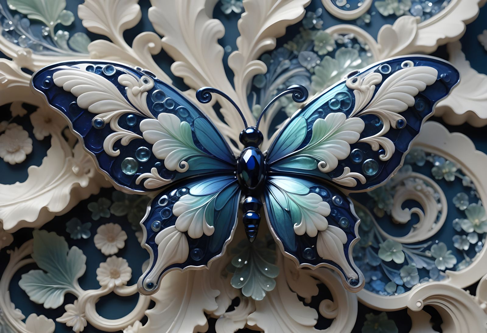 Sea Glass Butterfly Sculpture: Mythical Ocean Art