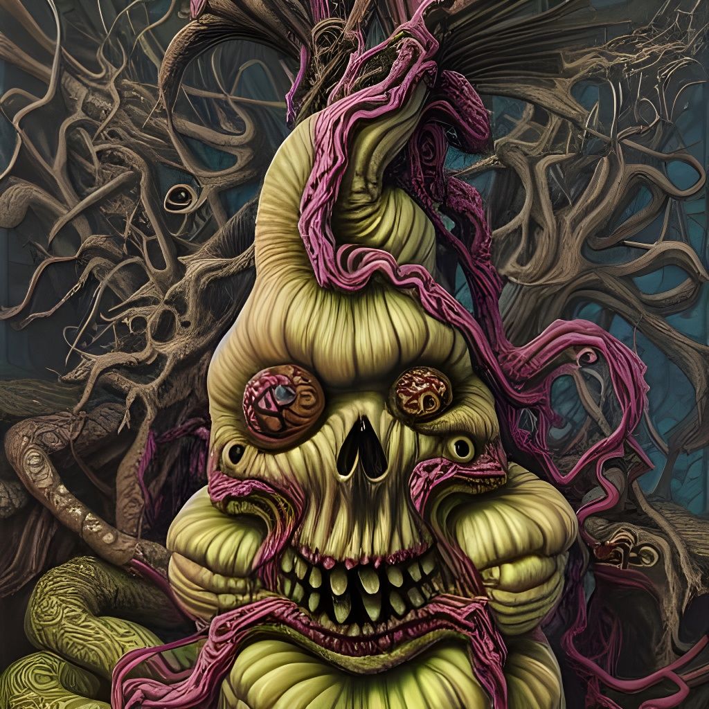 Acid-Colored Fantasy Squashes: Spooky Intricate Art