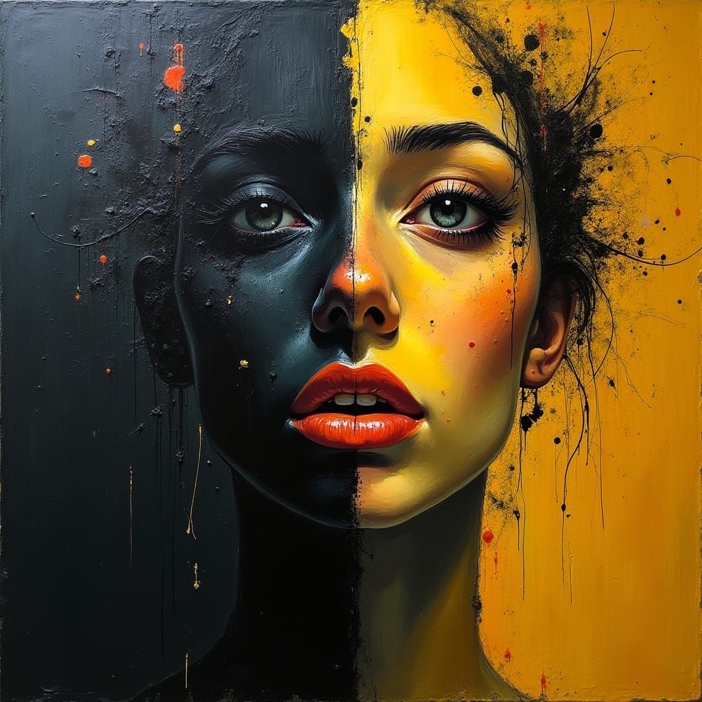 Surreal Abstract Portrait in Bold Oil Painting