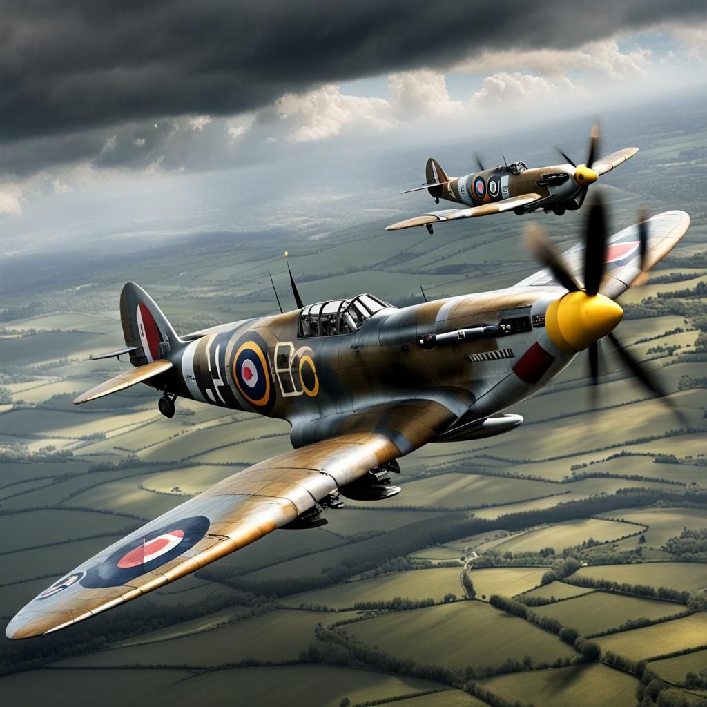 Spitfire MkI Over Britain: Dramatic Digital Matte Painting