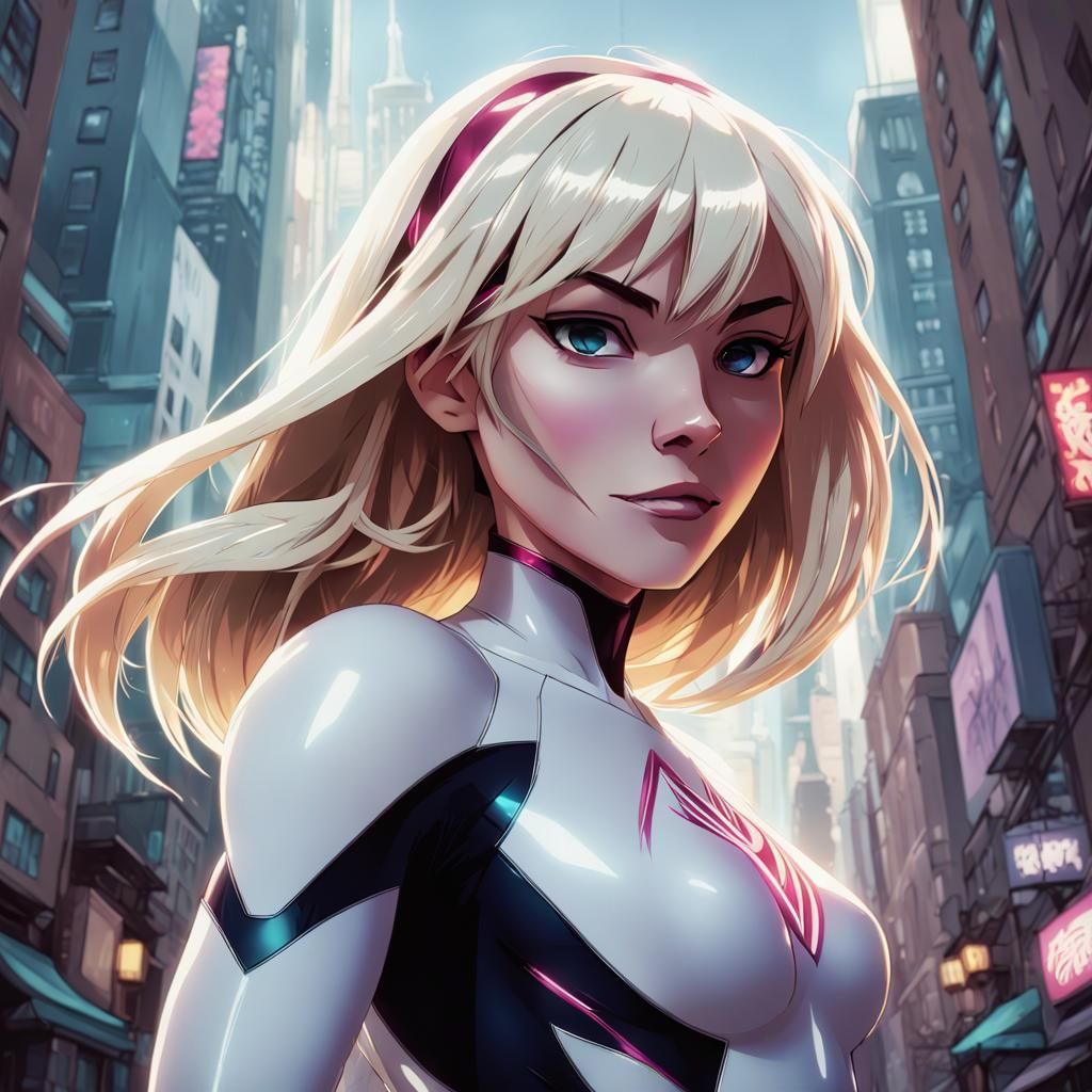 Spider Gwen in Anime Key Visual Style