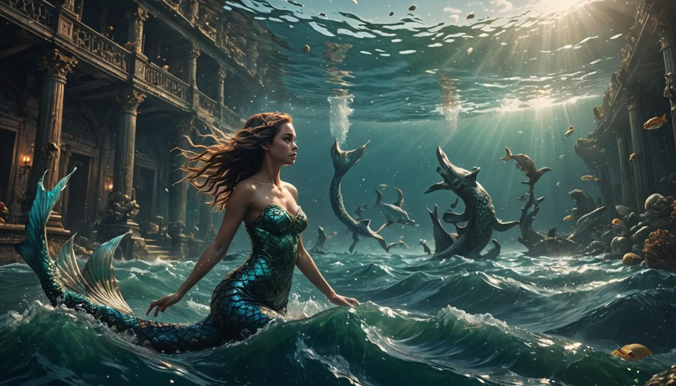 Mermaid in Polluted Sea: Digital Matte Painting