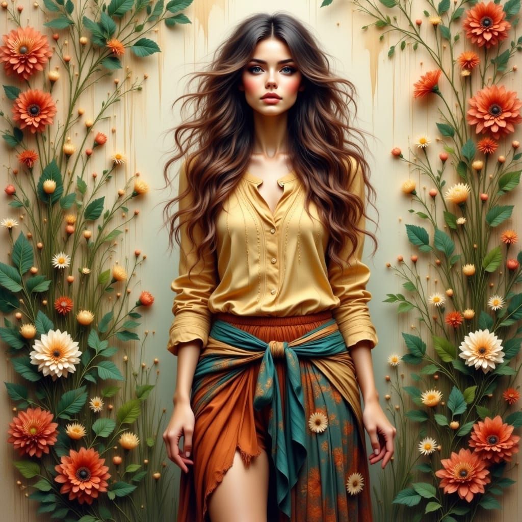 Woman in Natural Setting with Earthy Tones