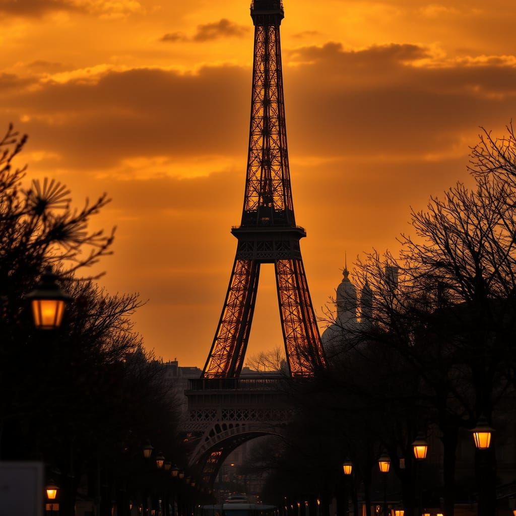 Golden Parisian Evening with the Eiffel Tower