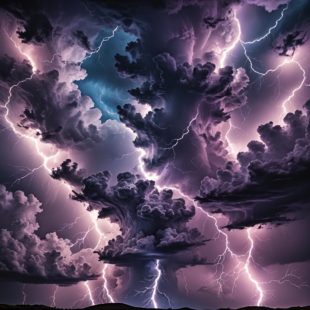 Surreal Storm with Electric Blue Lightning