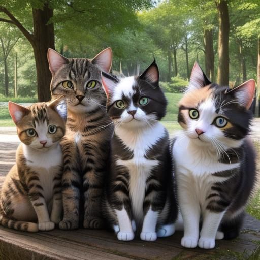 Three Cats Generated from Simple Prompt