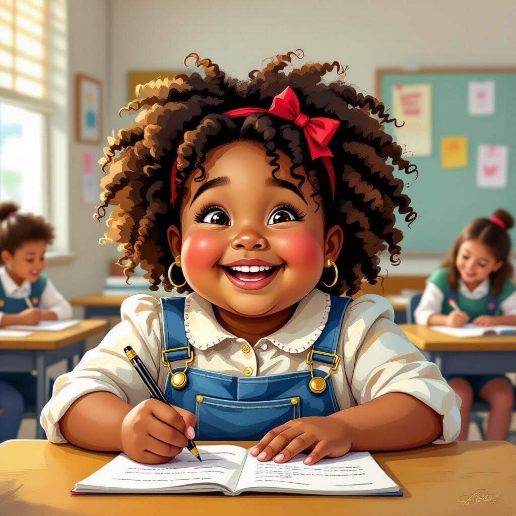 Joyful Girl Learns About Federalist Papers in Civics Class