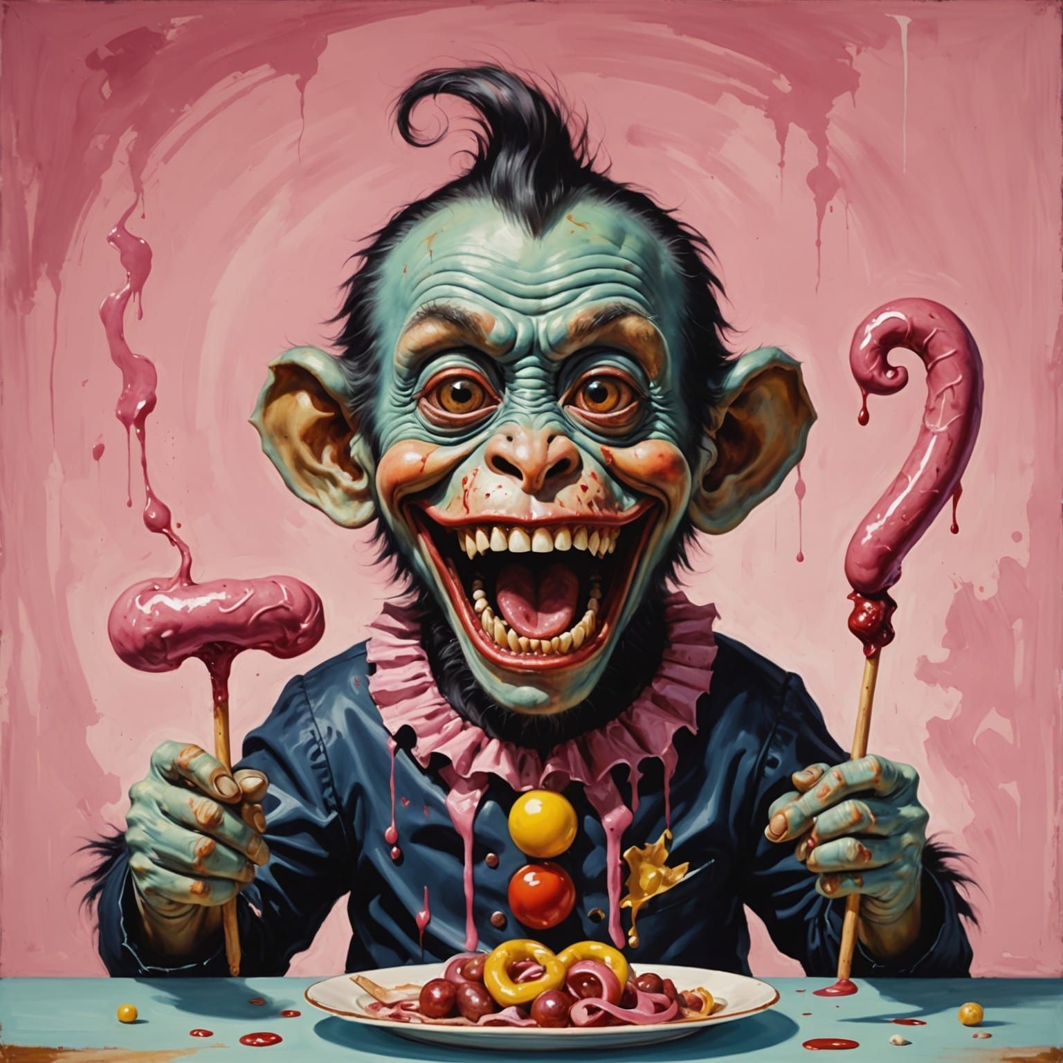 Surrealistic Portrait of a Zombie Monkey in a Clown Toddler'...