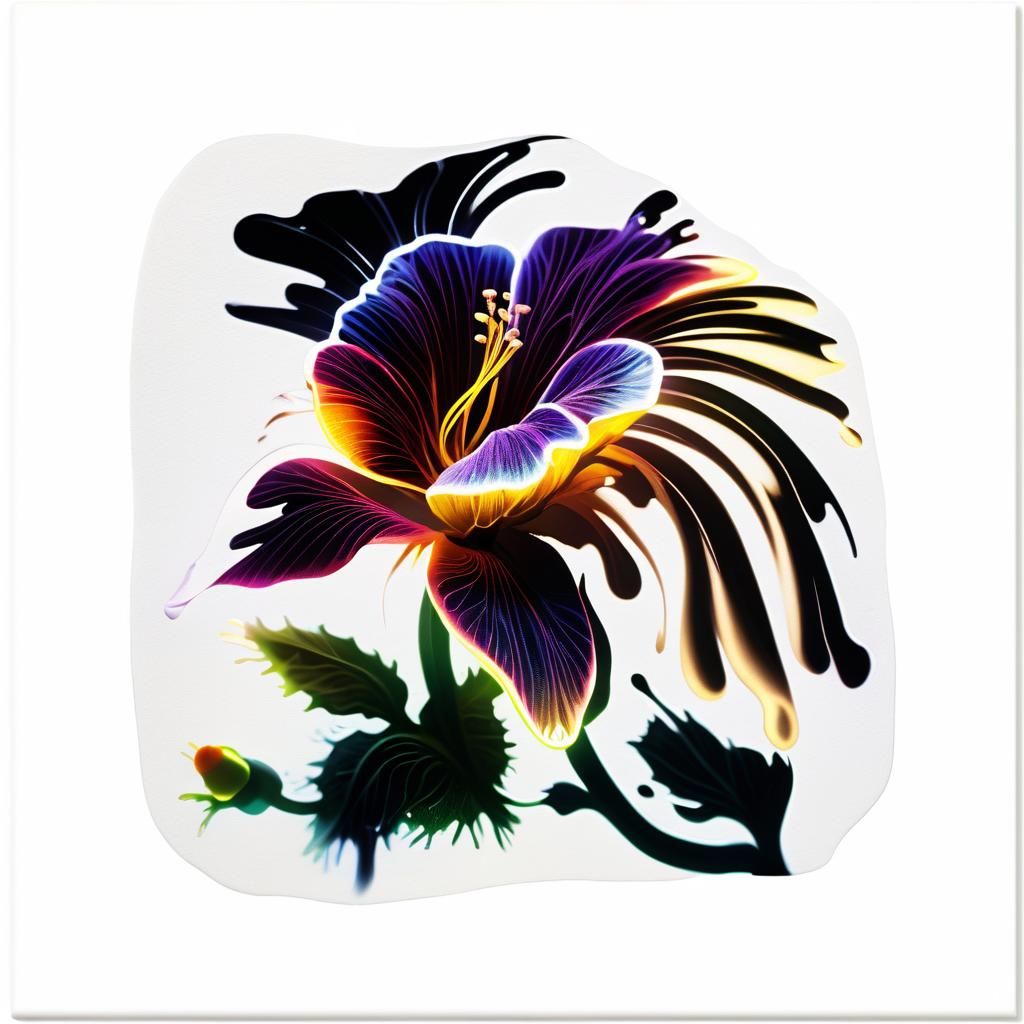 Fiber Optic Flower with Watercolor Splash Effect